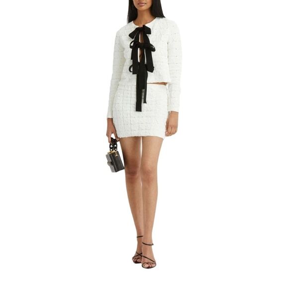 Oscar de La Renta EUC Pointelle Matelasse Mini Bodycon Skirt - Picture 2 of 12